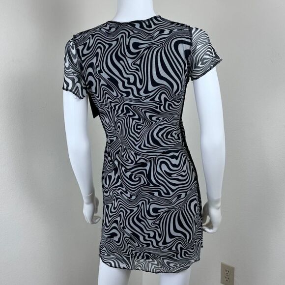 Caution To The Wind Women Size S Black Faux Wrap Mini NEW Dress Pullover Retro - Picture 7 of 13
